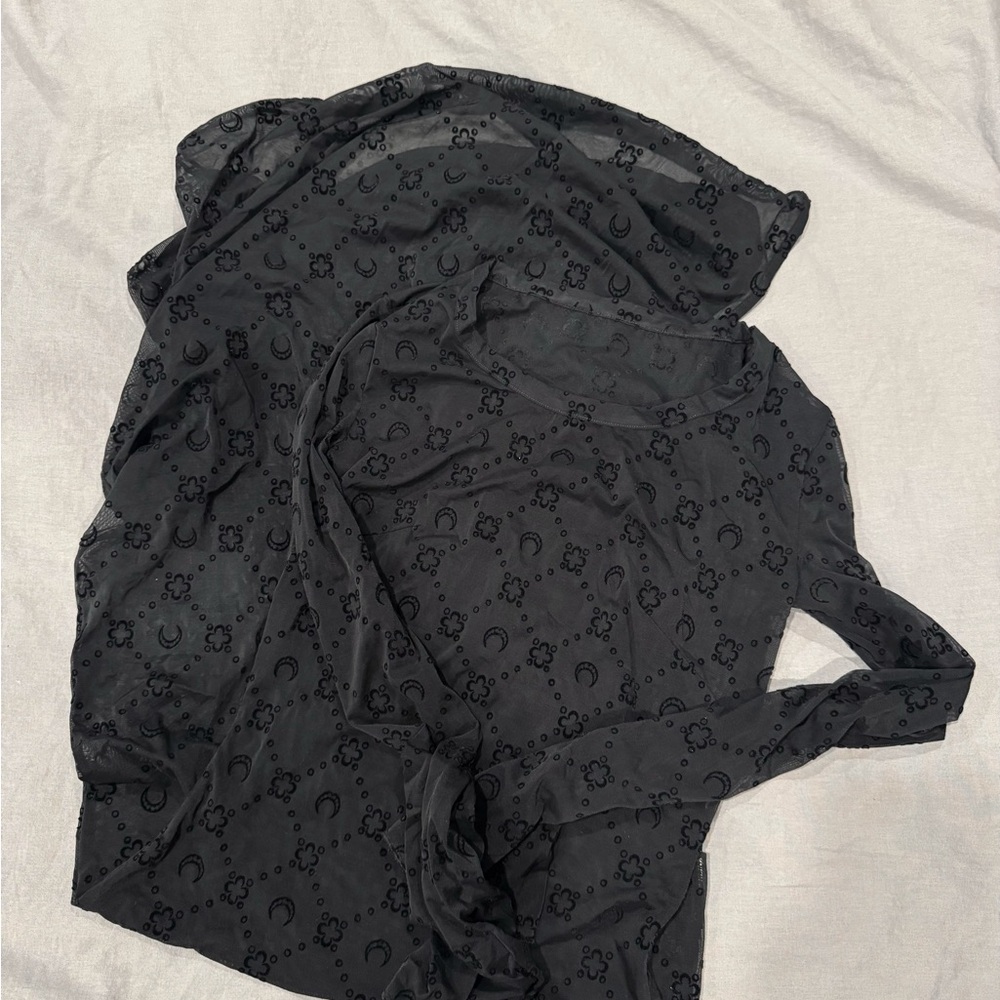 AUTHENTIC Marine Serre Black Monogram Mesh Flock Maxi Dress - Picture 2 of 6
